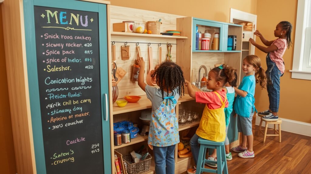 Personalized large play kitchen for 10 year old with realistic details.