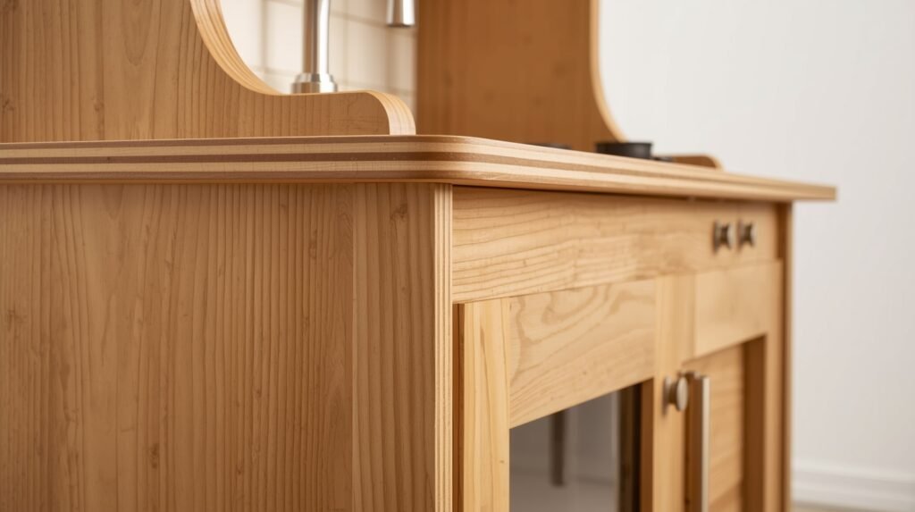 Durable wooden large play kitchen for 10 year old kids.